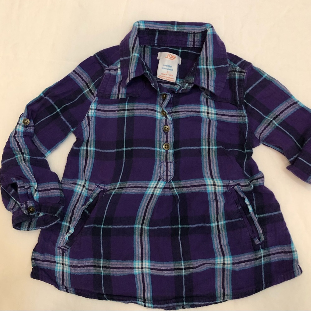 Joe Fresh Purple Plaid Kids Button Down Shirt